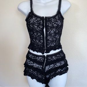 Lip Service Webutante Spiderweb Cami and Frilly Bottom Set